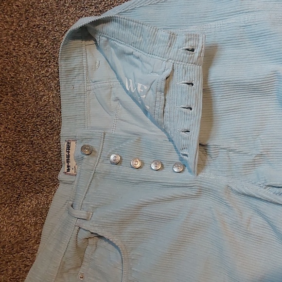 We The Free Good Luck Midrise Barrel Baby Blue Corduroy Pants Size 28 - Picture 3 of 8
